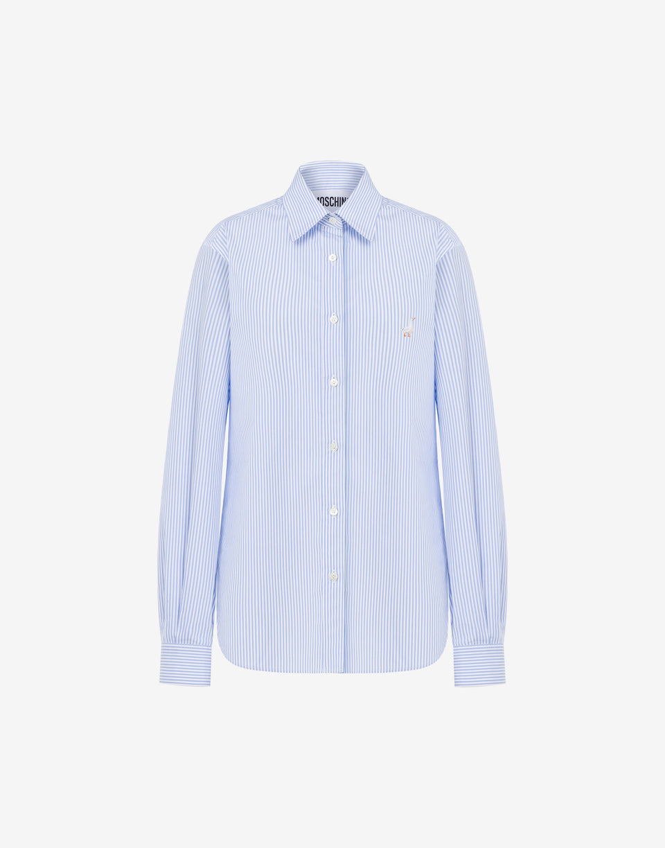 Camisa de popelín a rayas Goose Embroidery Celeste Moschino 0