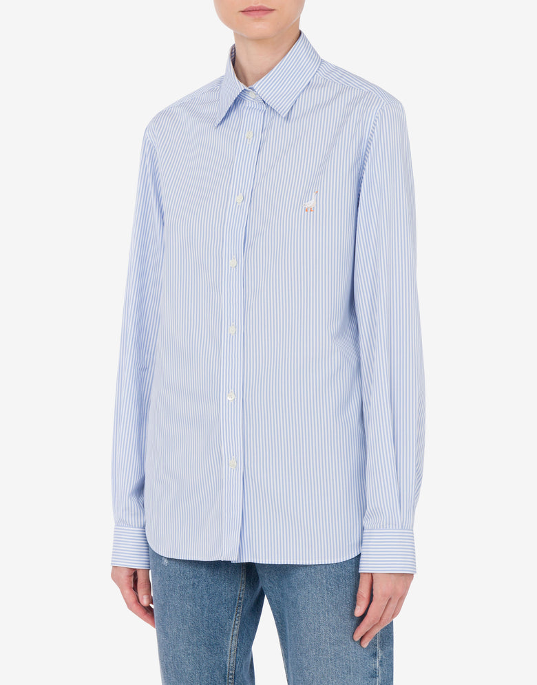Camisa de popelín a rayas Goose Embroidery Celeste Moschino 1