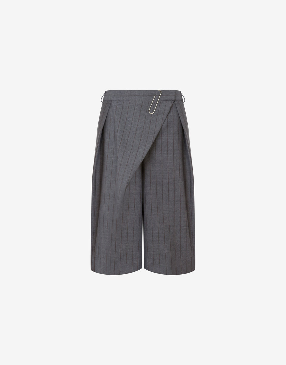Wool Pinstripe Bermuda Shorts Office Inspiration Dark grey Moschino 0