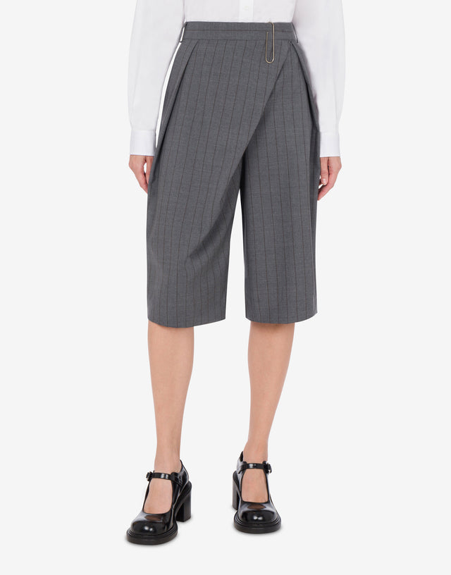 Wool Pinstripe Bermuda Shorts Office Inspiration Dark grey Moschino 1