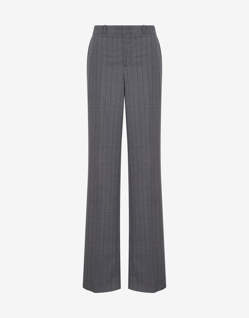 Wool Pinstripe Trousers Dark grey Moschino 0