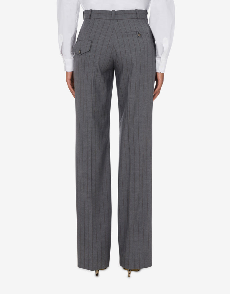 Wool Pinstripe Trousers Dark grey Moschino 2