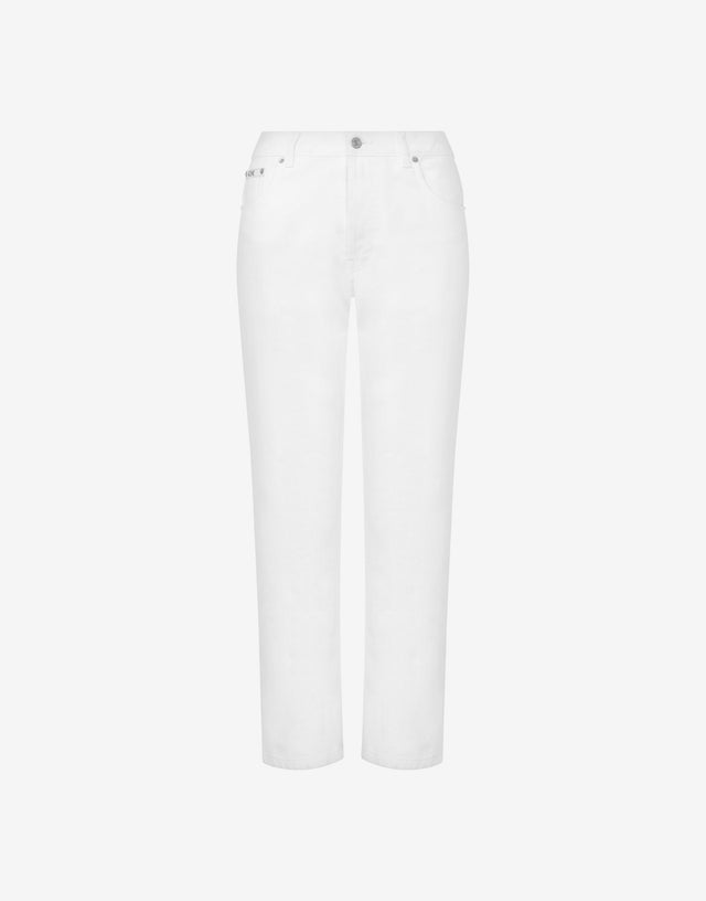 Cropped Cotton Bull Trousers White Moschino 0