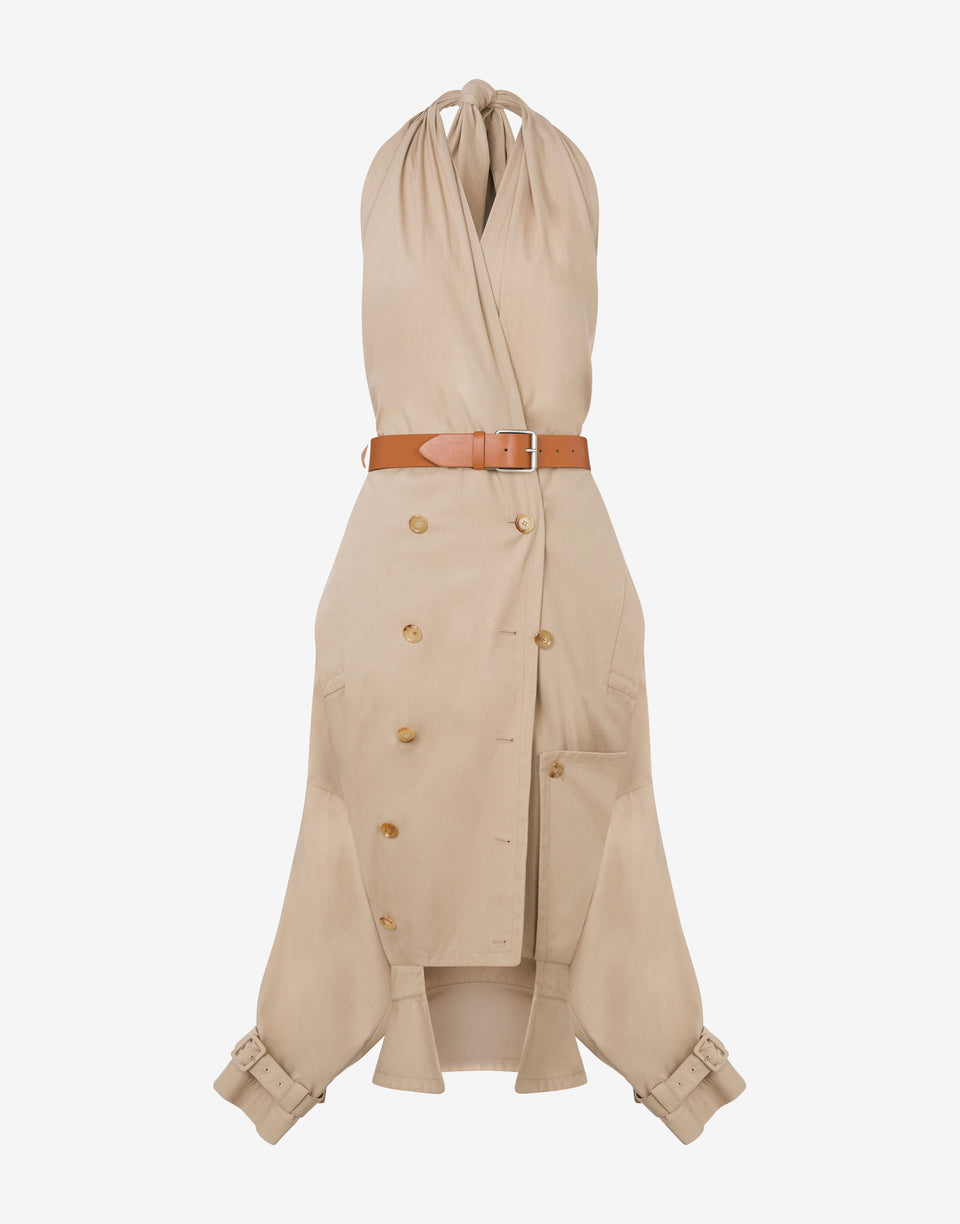 Cotton Canvas Dress with Trench Details Light brown Moschino 0