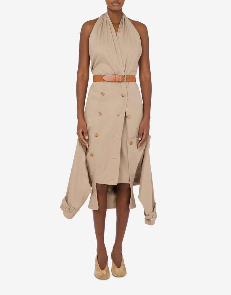 Cotton Canvas Dress with Trench Details Light brown Moschino 1