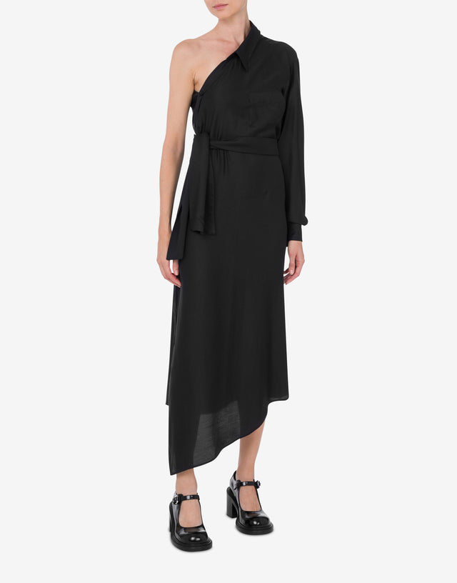 One-Shoulder Dress Tailored Twist Black Moschino 1