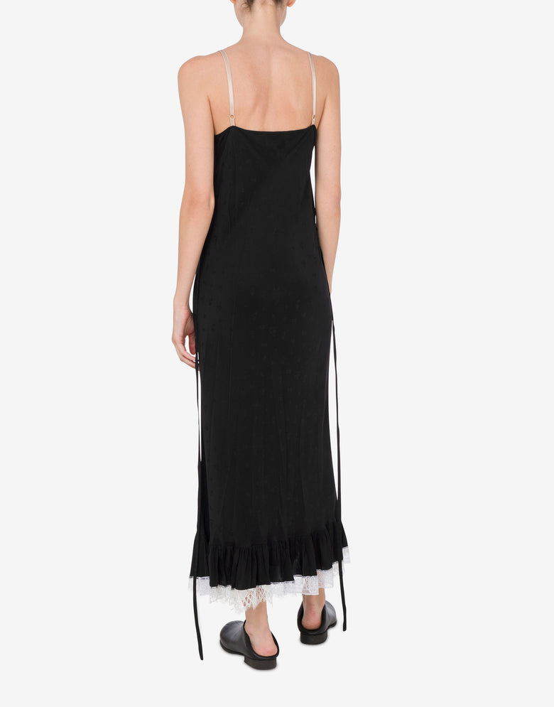 Viscose and Silk Dress Flower Jacquard Black Moschino 2