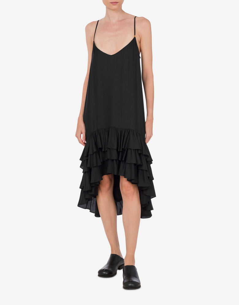Viscose Twill Dress with Ruffles Black Moschino 1