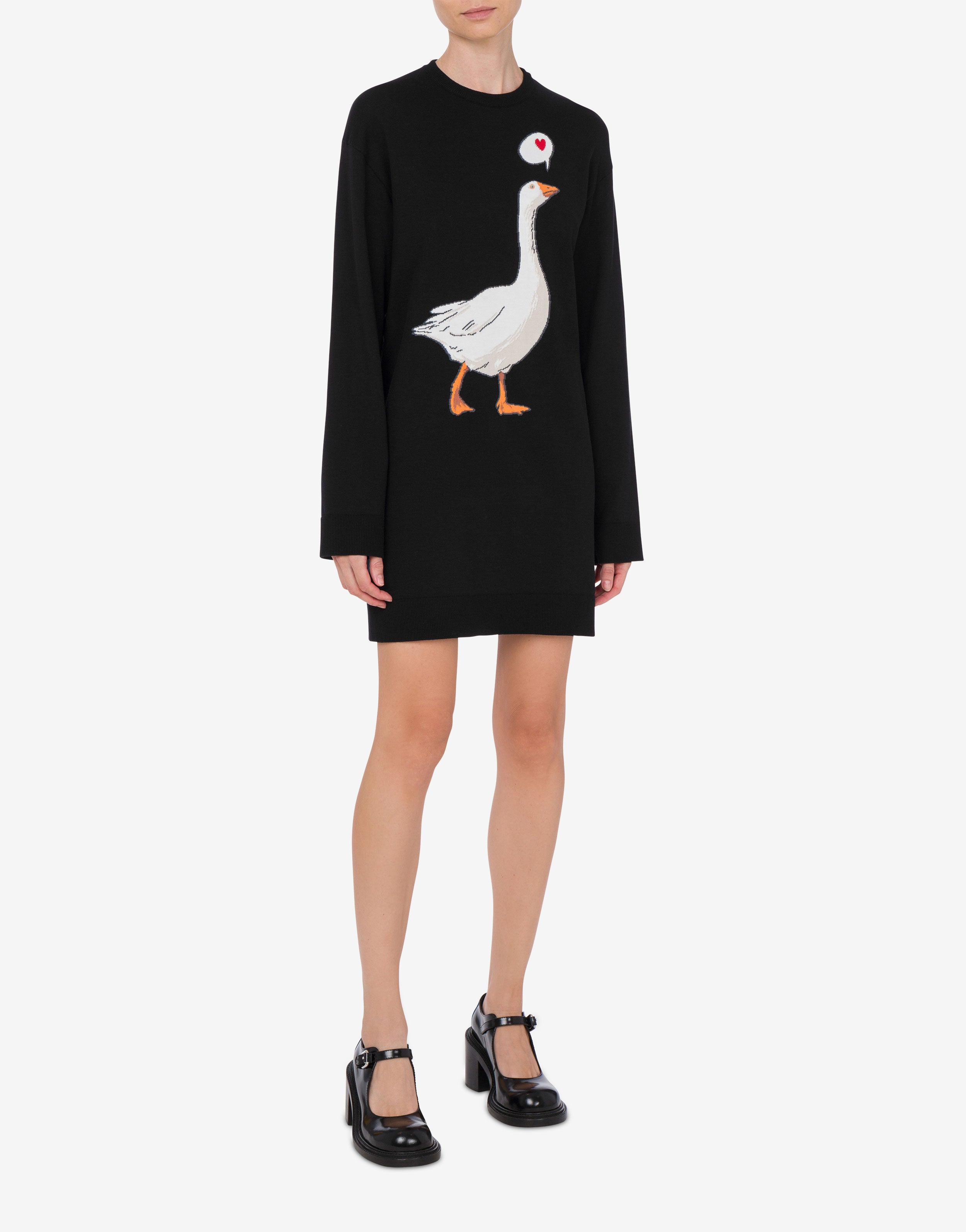 Cotton Knit Dress Goose | Moschino