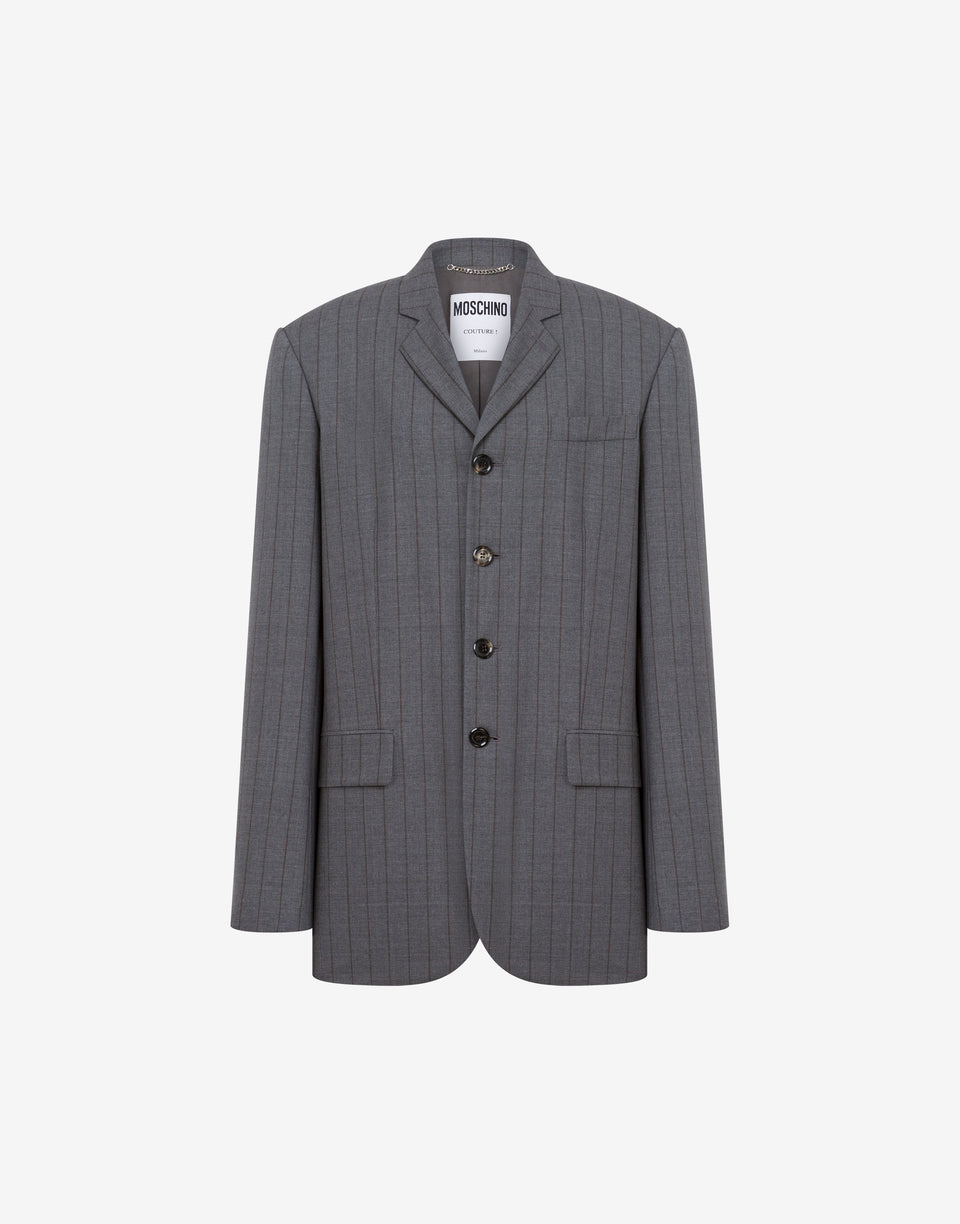 Wool Pinstripe Jacket Dark grey Moschino 0
