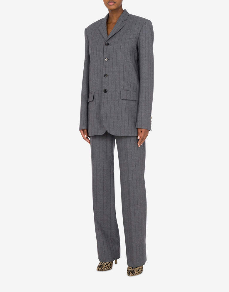 Wool Pinstripe Jacket Dark grey Moschino 1