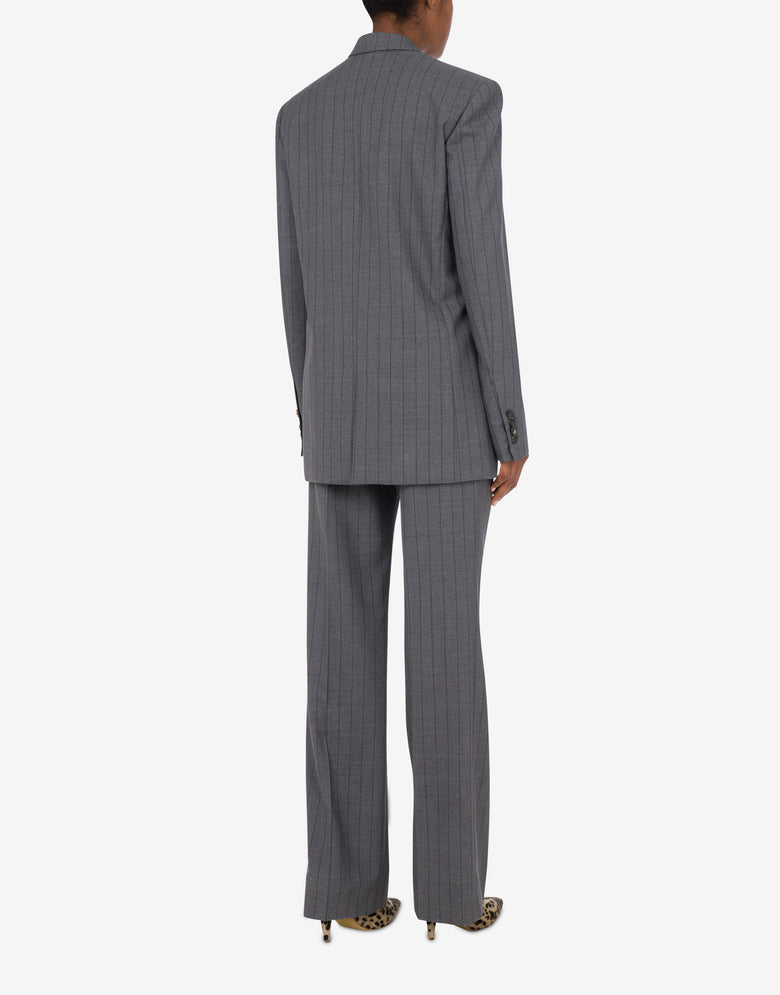 Wool Pinstripe Jacket Dark grey Moschino 2