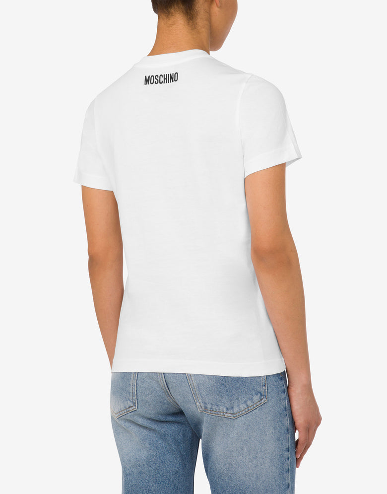 Organic Jersey T-shirt Goose Embroidery White Moschino 2