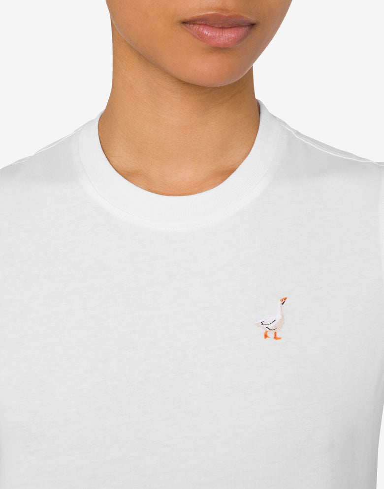Organic Jersey T-shirt Goose Embroidery White Moschino 3