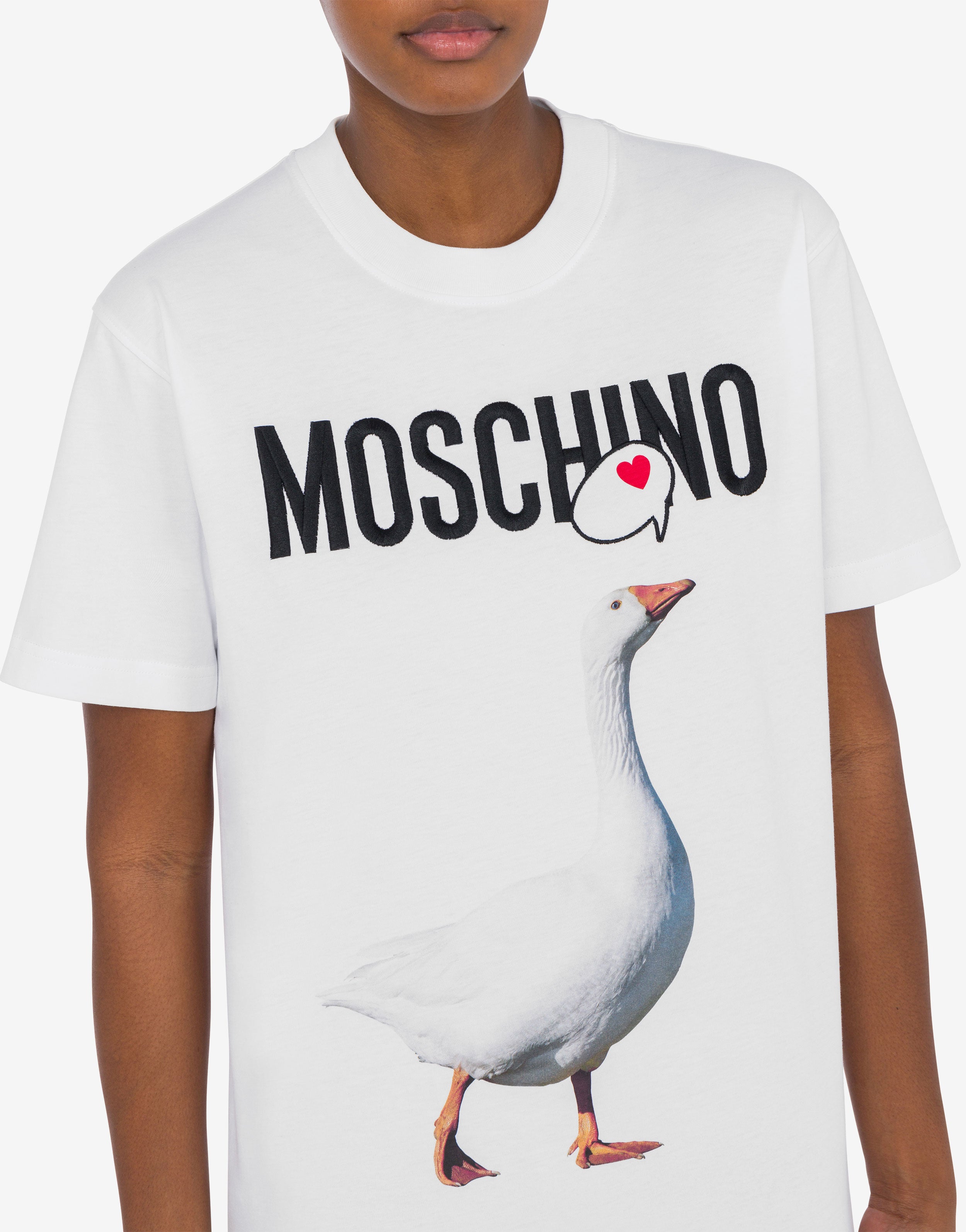 Organic Jersey T-shirt Goose Print | Moschino