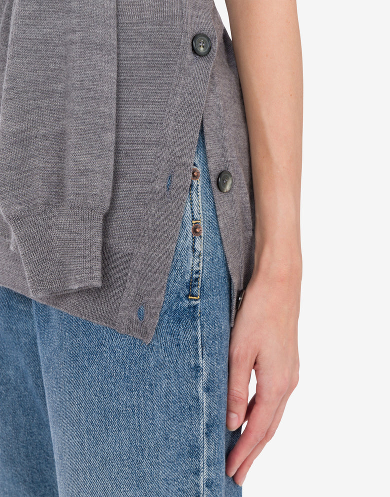 Cárdigan de lana con un hombro Tailored Twist Gris oscuro Moschino 3