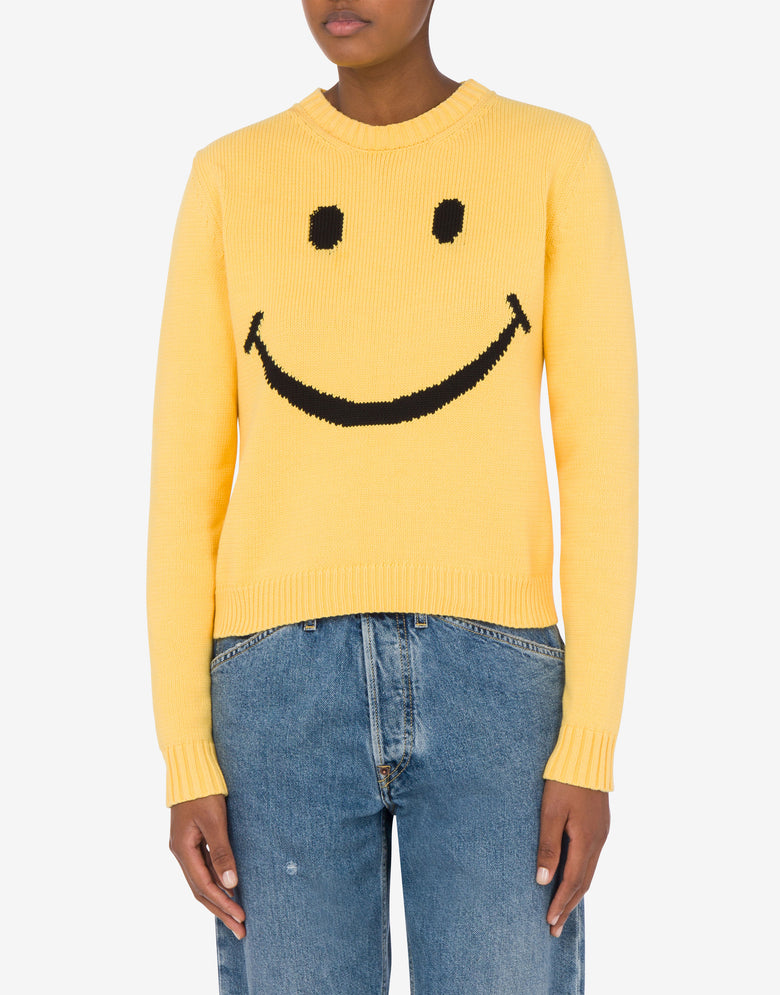 Cotton Blend Pullover Smiley® Yellow Moschino 1