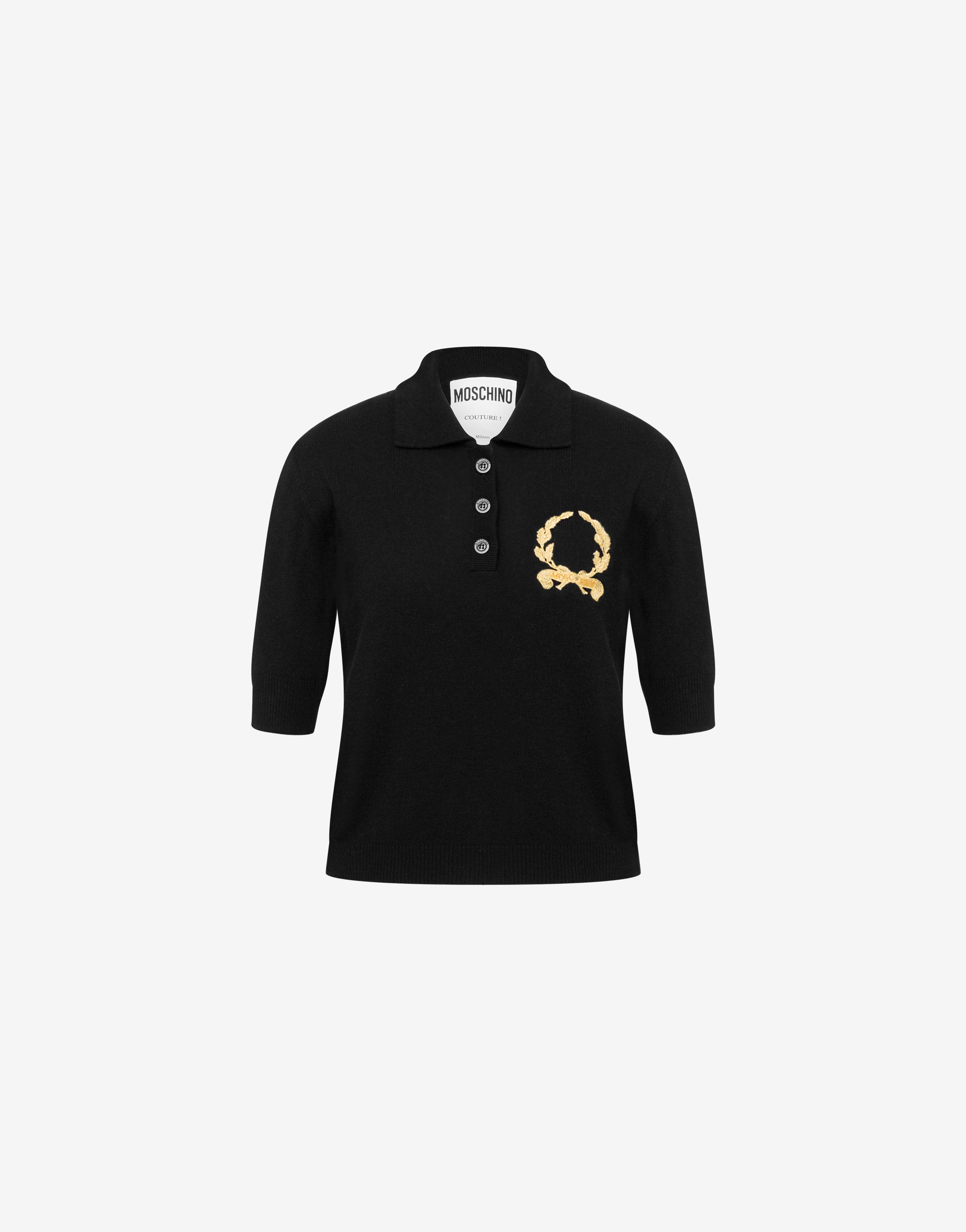 トップス Herlipto Laurel Emblem Polo Shirt Knit Polo Shirt Laurel Crown Logo | Moschino