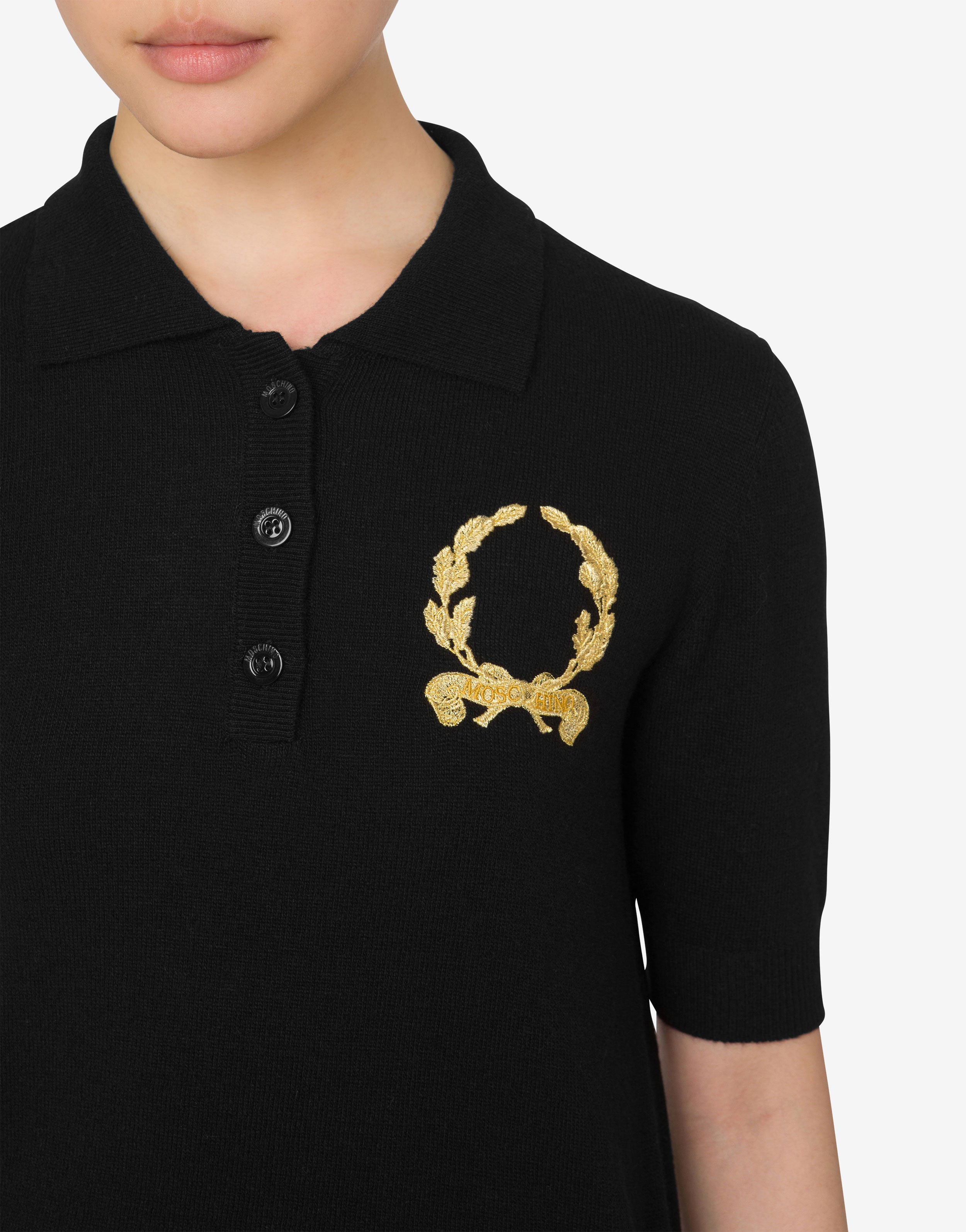 Knit Polo Shirt Laurel Crown Logo | Moschino