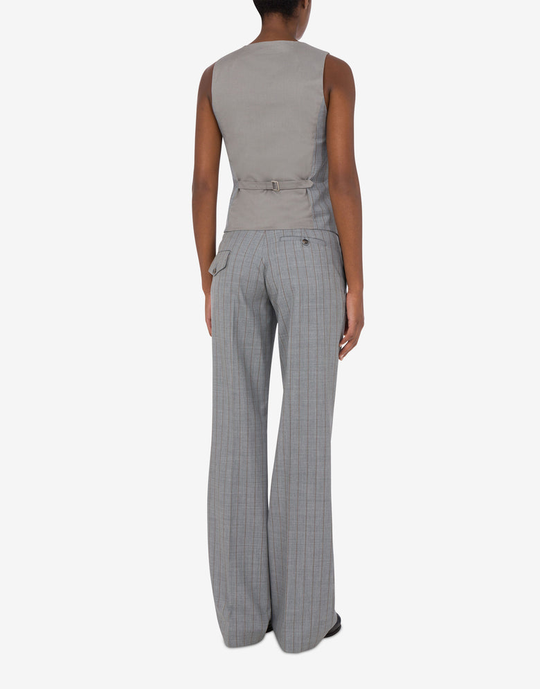 Wool Pinstripe Waistcoat Office Inspiration Dark grey Moschino 2