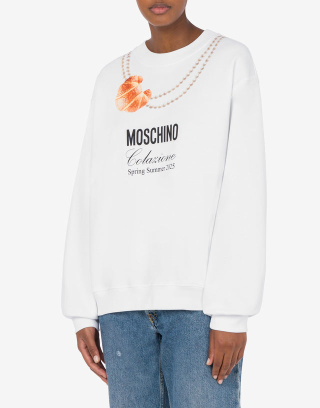 Organic Cotton Hoodie Moschino Breakfast White Moschino 1