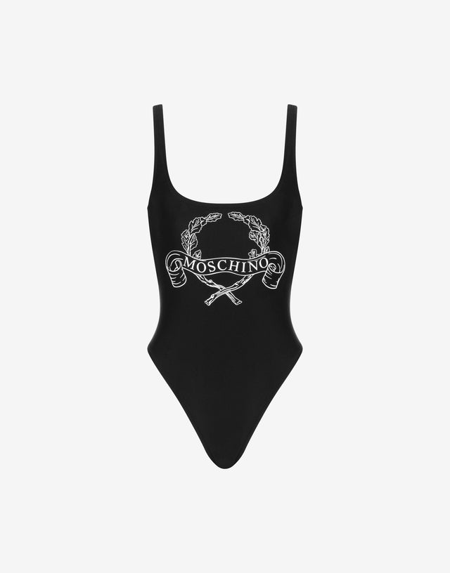 One-Piece Swimsuit Laurel Crown Logo Black Moschino 0