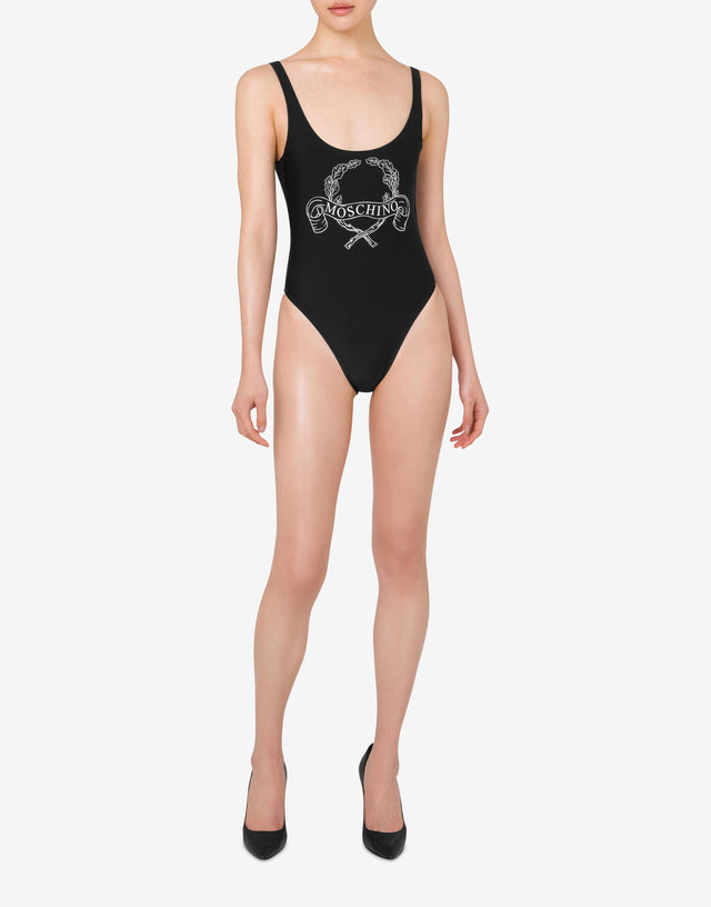 One-Piece Swimsuit Laurel Crown Logo Black Moschino 1