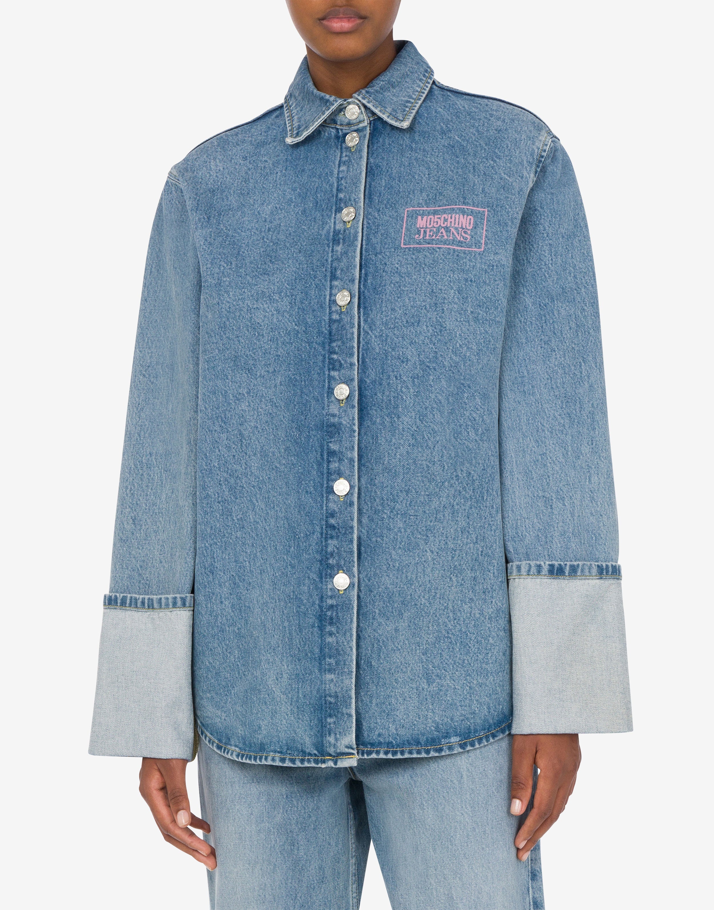 Tシャツ・カットソー Moschino BLUE FLOWERS ALLOVER PRINT