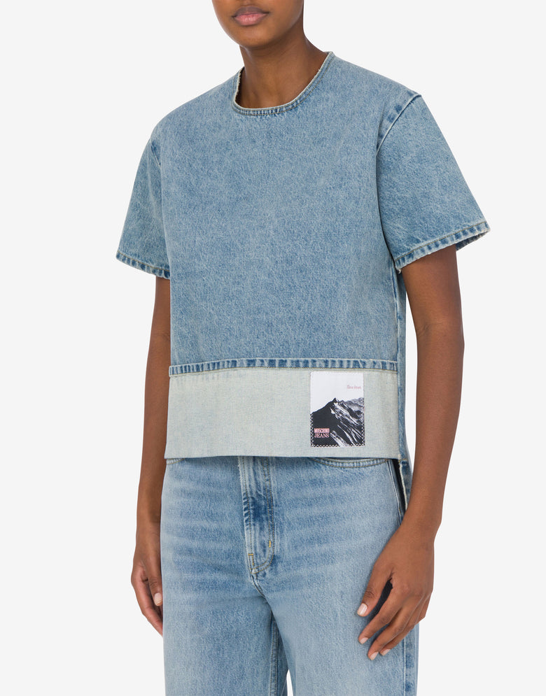 Blusa vaquera con parche Blue Denim Moschino Jeans 1