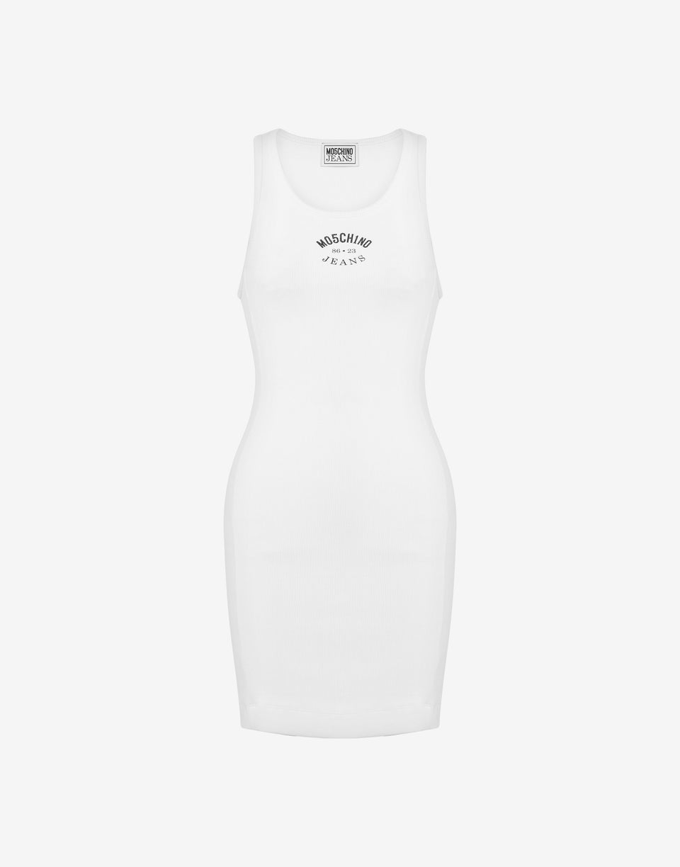 Stretch cotton dress with logo White Moschino Jeans 0