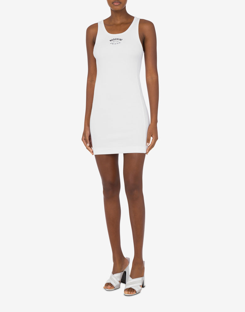 Stretch cotton dress with logo White Moschino Jeans 1