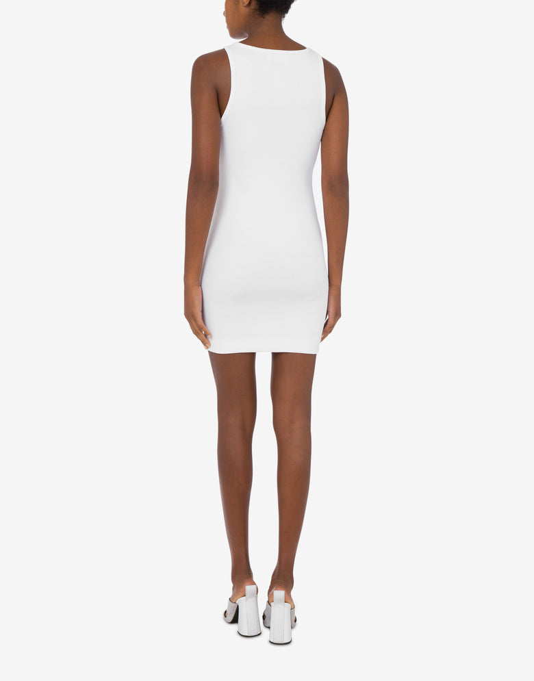 Stretch cotton dress with logo White Moschino Jeans 2