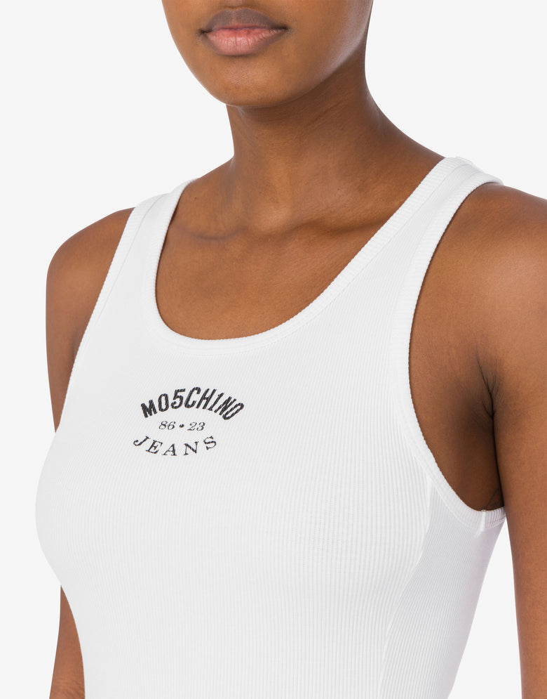 Stretch cotton dress with logo White Moschino Jeans 3