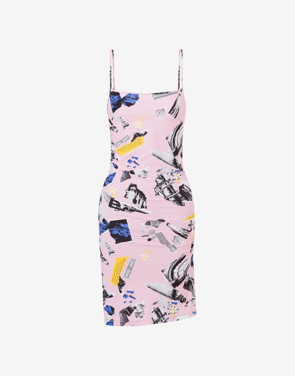 Punk PrintVestido de licra Pink Moschino Jeans 0