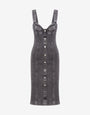 Stretch denim dress with buttons