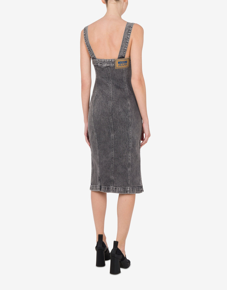 Stretch denim dress with buttons Dark grey Moschino Jeans 2