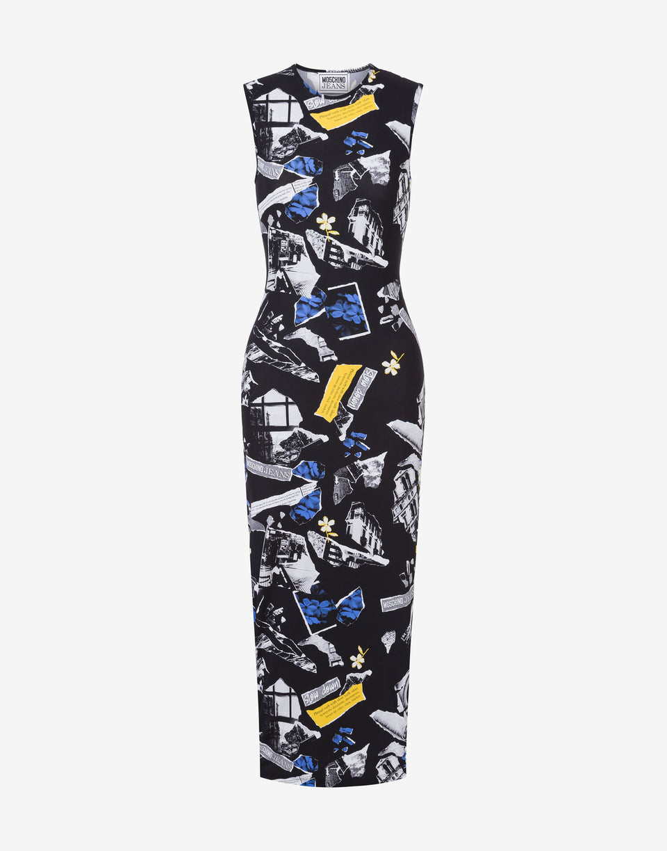 Long lycra dress Punk Print Black Moschino Jeans 0