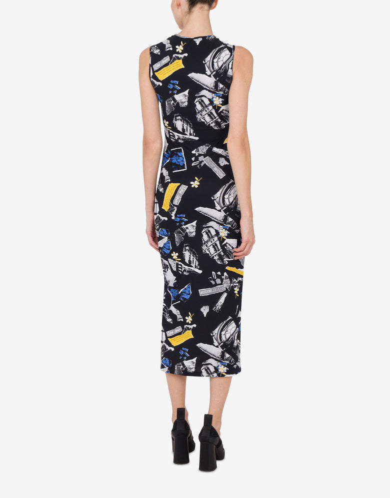 Long lycra dress Punk Print Black Moschino Jeans 2