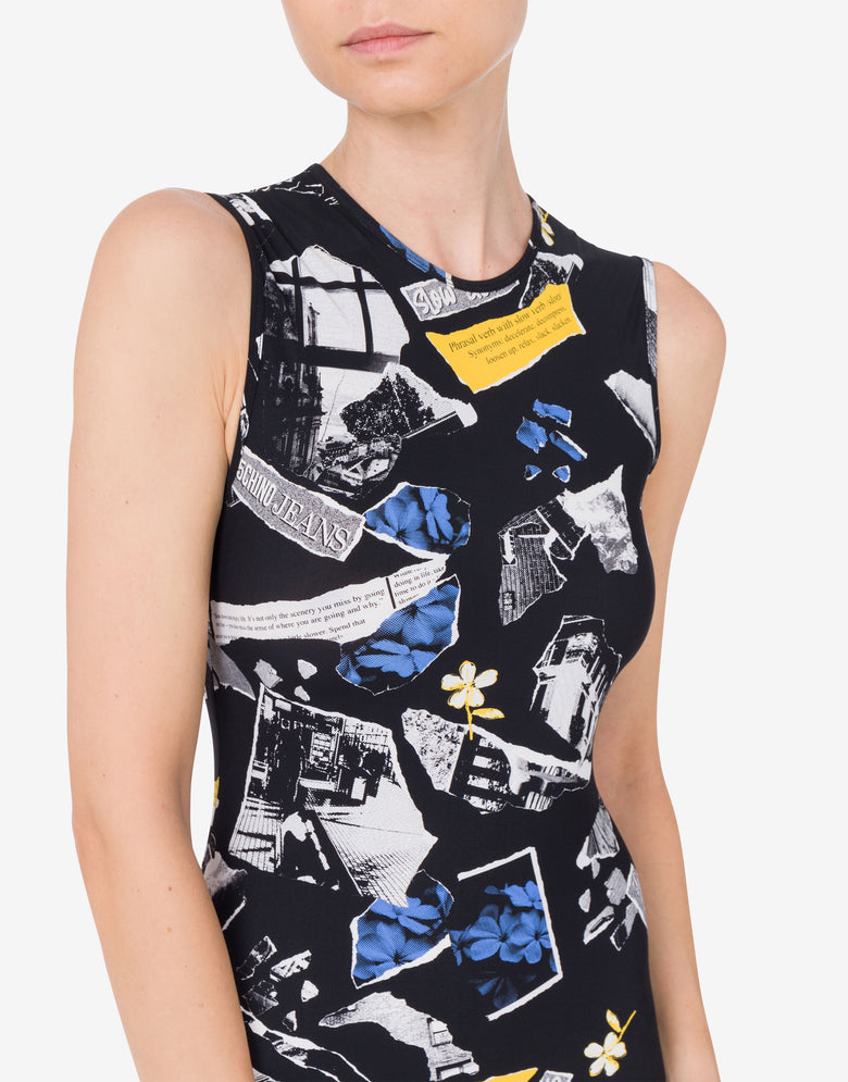 Long lycra dress Punk Print Black Moschino Jeans 3