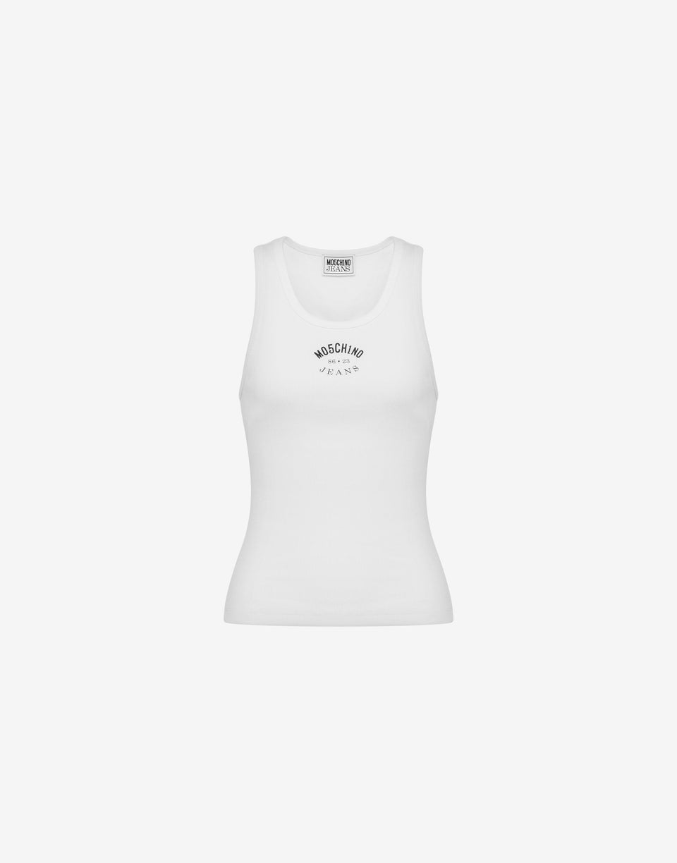 Stretch cotton tank top with logo White Moschino Jeans 0