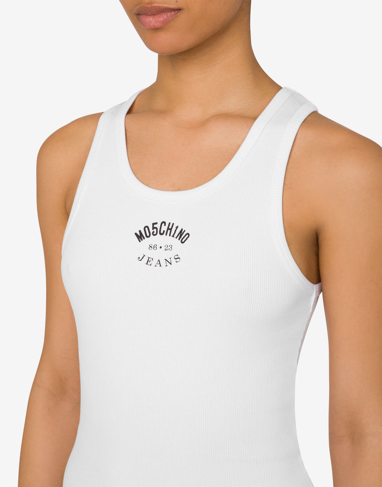 Stretch cotton tank top with logo White Moschino Jeans 3