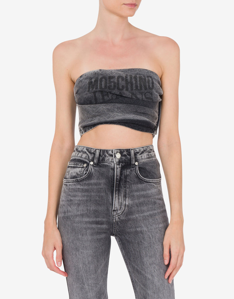Top bustier vaquero elástico Gris oscuro Moschino Jeans 1