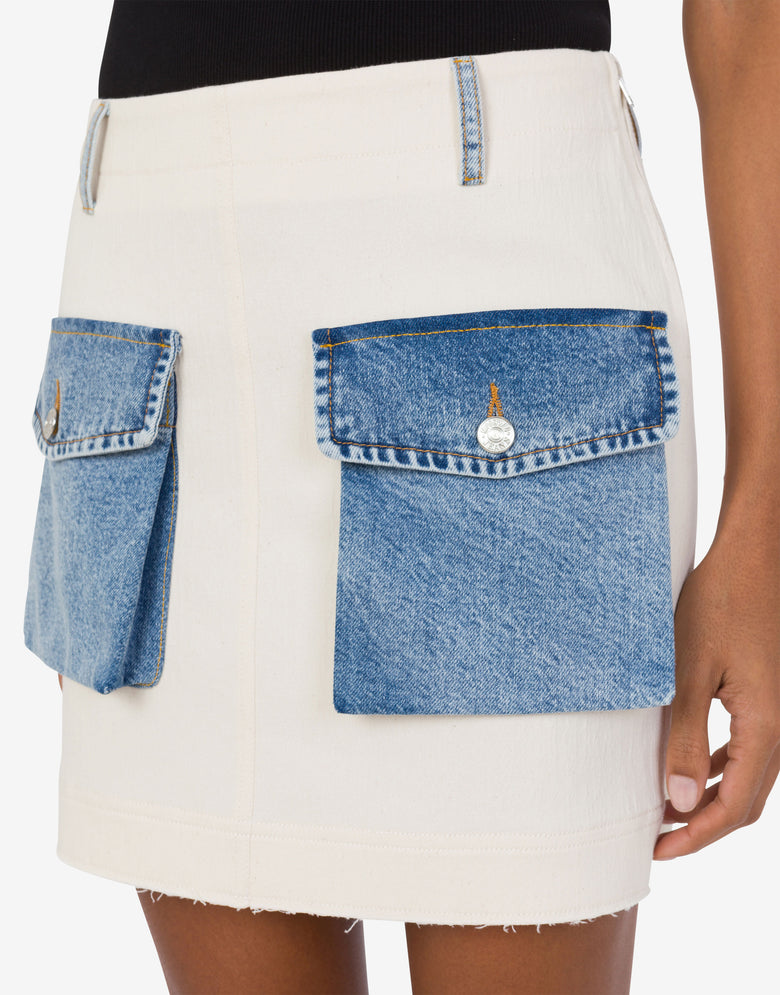 Mini skirt in stretch cotton Ivory Moschino Jeans 3