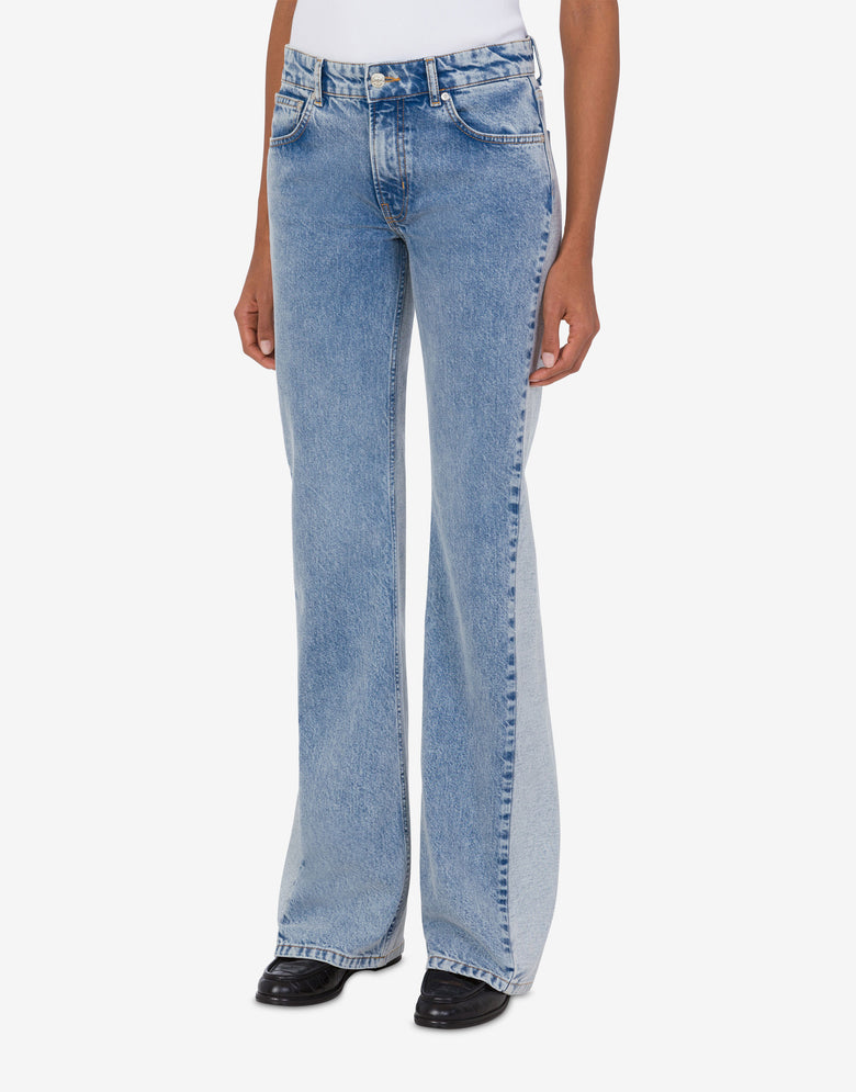 Pantalón vaquero acampanado bicolor Blue Denim Moschino Jeans 1