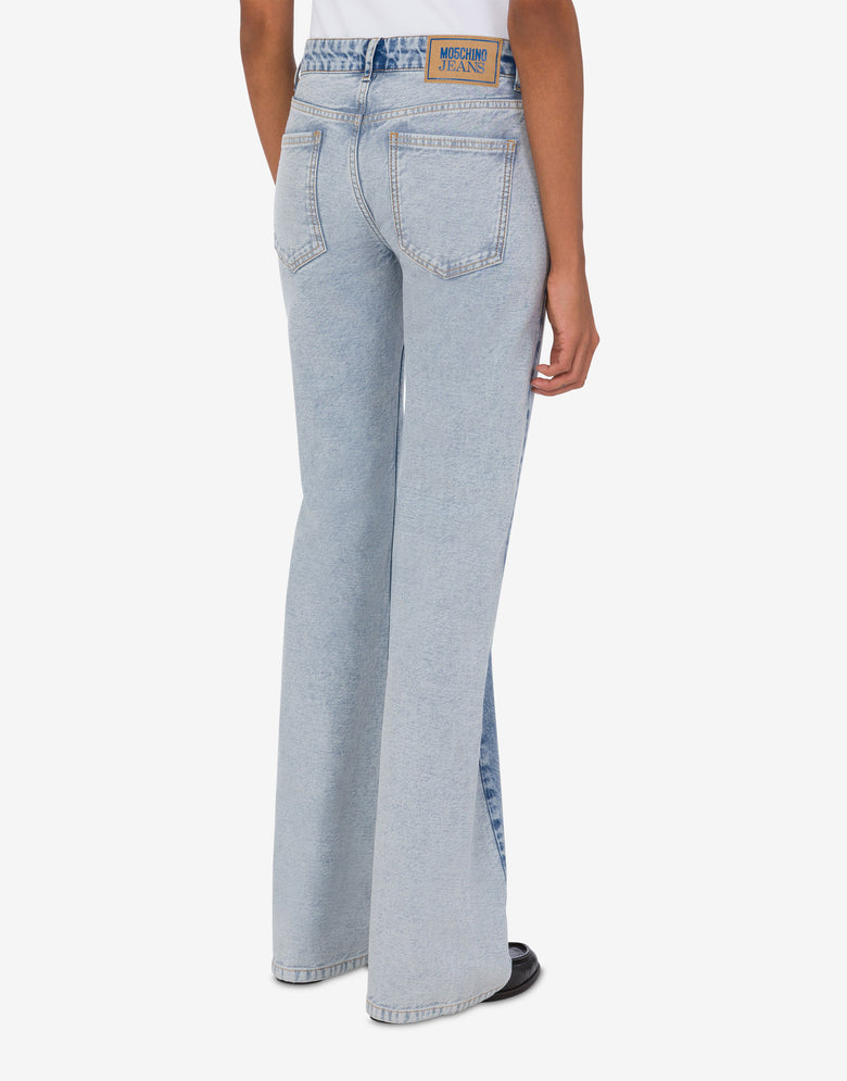 Pantalón vaquero acampanado bicolor Blue Denim Moschino Jeans 2