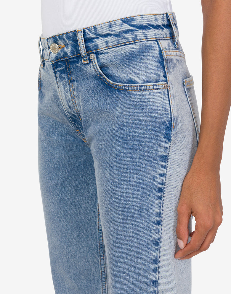 Pantalón vaquero acampanado bicolor Blue Denim Moschino Jeans 3