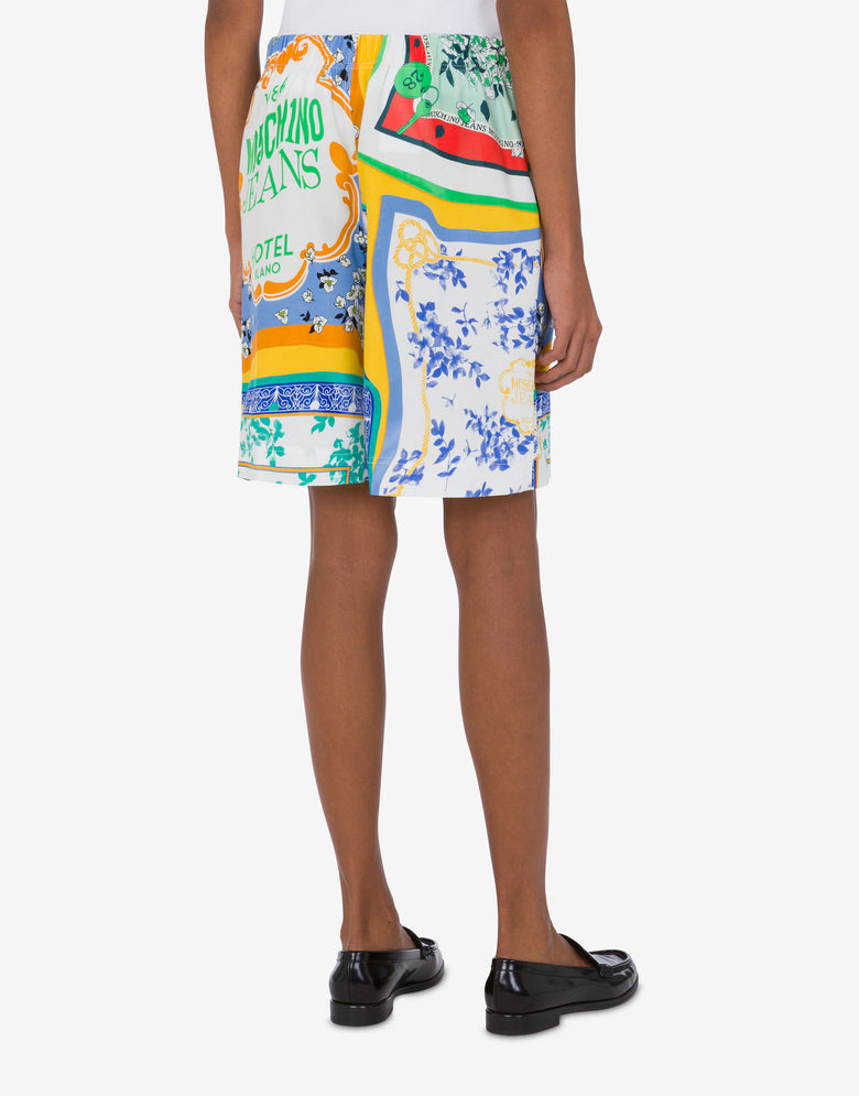 Bermuda shorts in crêpe Scarf Print Multicoloured Moschino Jeans 2