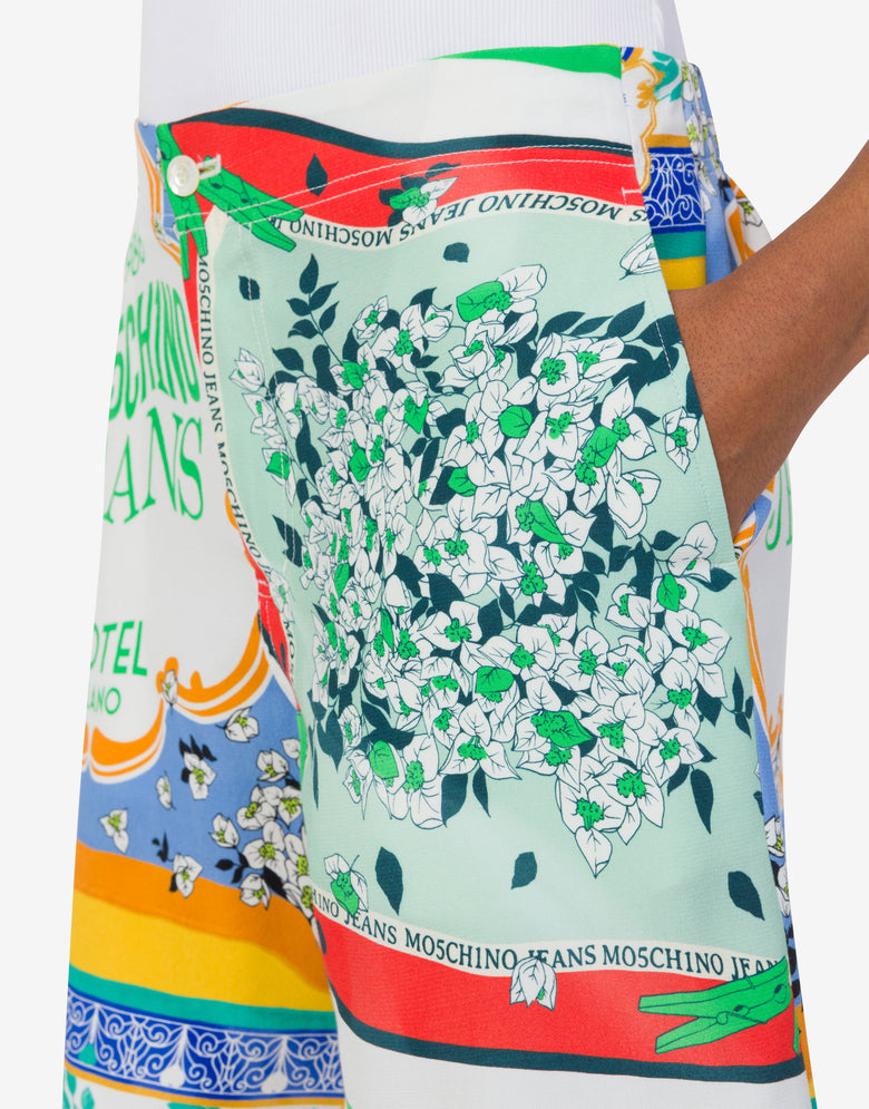 Bermuda shorts in crêpe Scarf Print Multicoloured Moschino Jeans 3