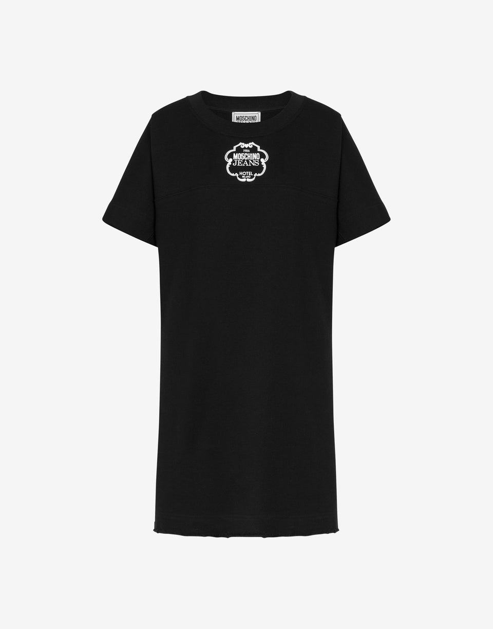 Vestido de forro polar de algodón con logotipo Negro Moschino Jeans 0