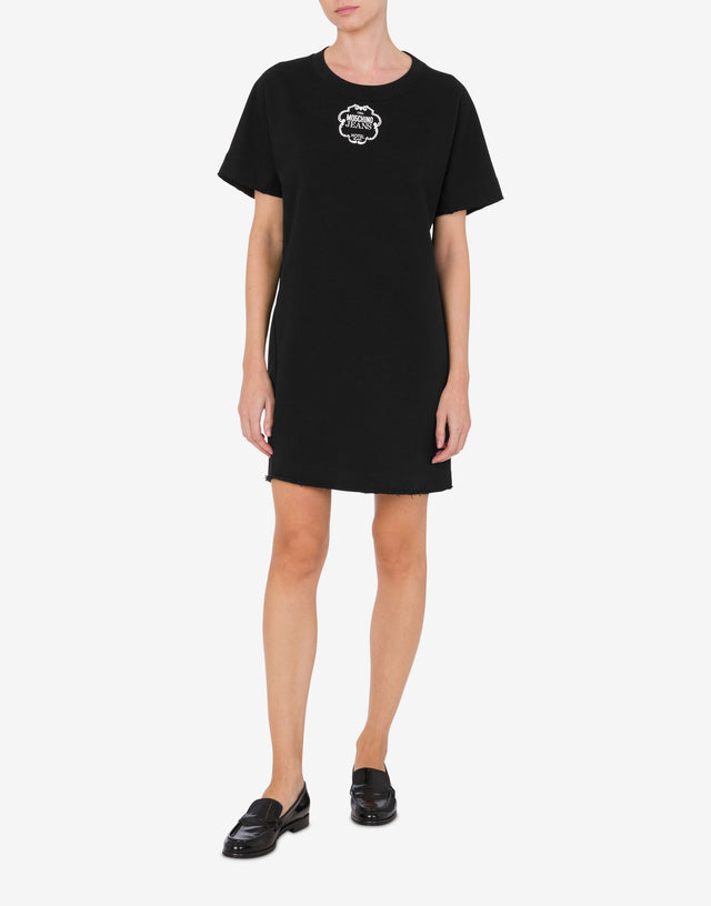 Cotton fleece dress with logo Black Moschino Jeans 1